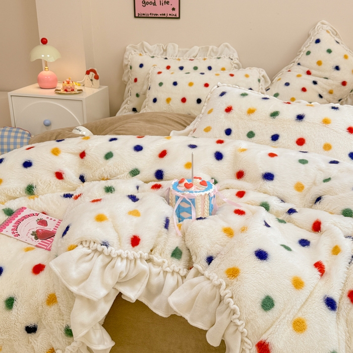 91家纺网 家纺一手货源 找家纺 （总）米莱家纺 2025新款兔毛绒花边牛奶绒四件套