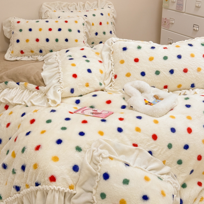 91家纺网 家纺一手货源 找家纺 （总）米莱家纺 2025新款兔毛绒花边牛奶绒四件套