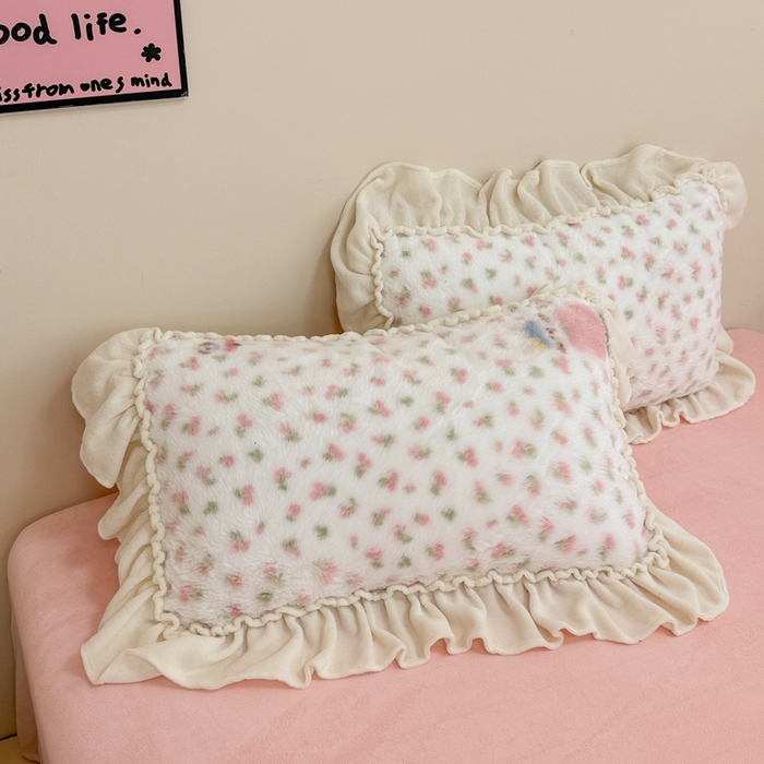 91家纺网 家纺一手货源 找家纺 米莱家纺 2025新款兔毛绒花边牛奶绒四件套 可爱兔