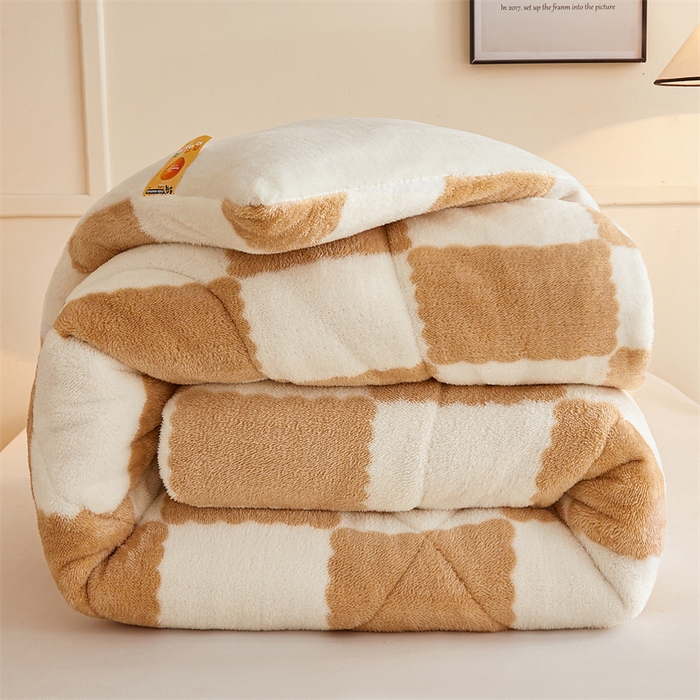 91家纺网 家纺一手货源 找家纺 （总）爱屋及屋 2025新款北极绒双面绒牛奶绒棋盘格冬被被子被芯