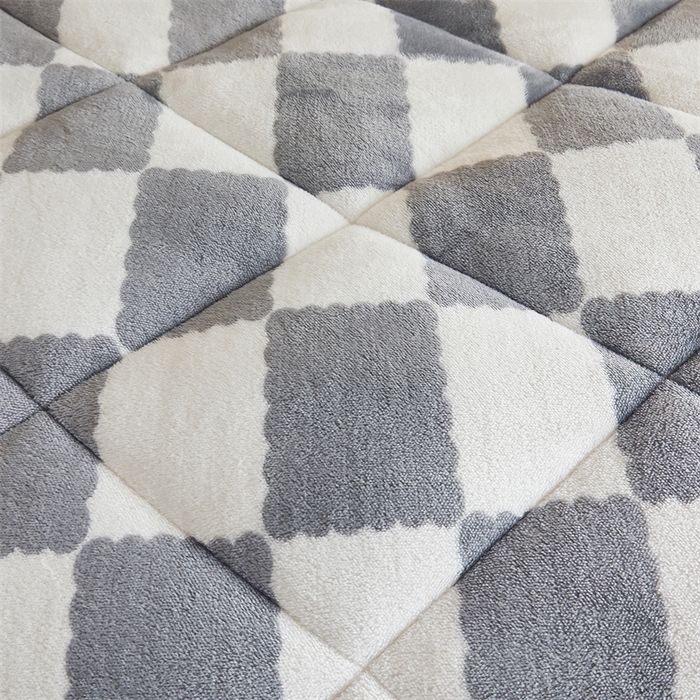 91家纺网 家纺一手货源 找家纺 爱屋及屋 2025新款北极绒双面绒牛奶绒棋盘格冬被被子被芯 棋盘-灰白格