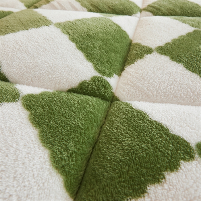 91家纺网 家纺一手货源 找家纺 爱屋及屋 2025新款北极绒双面绒牛奶绒棋盘格冬被被子被芯 棋盘-绿白格