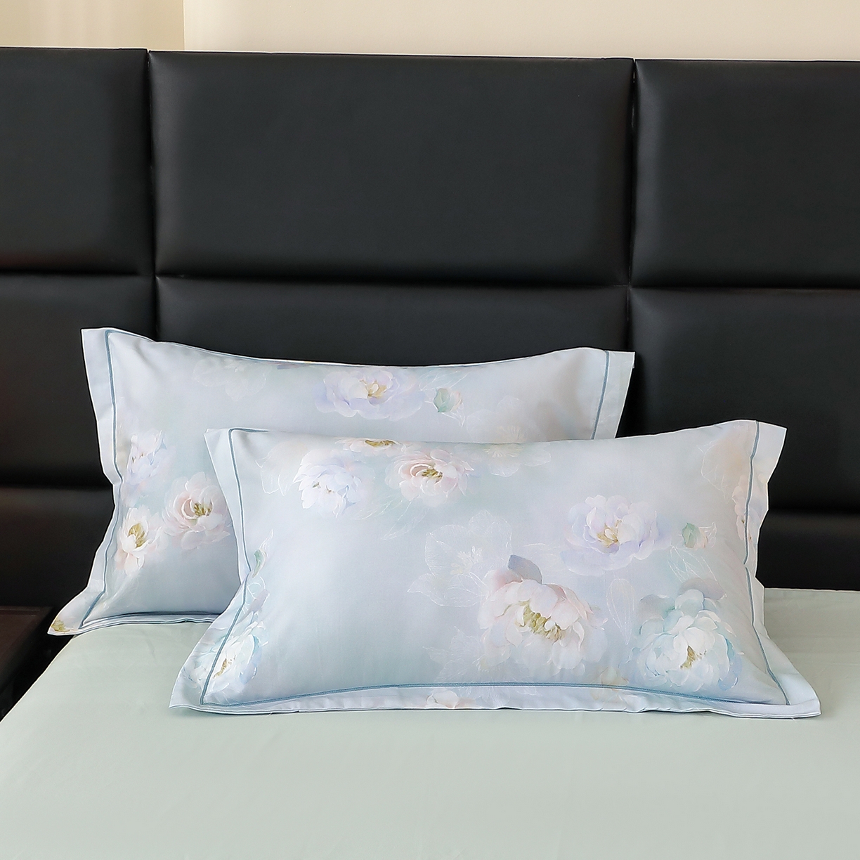 馨雅家纺 2025新款全棉磨毛数码印花单品枕套 花香满泾-绿