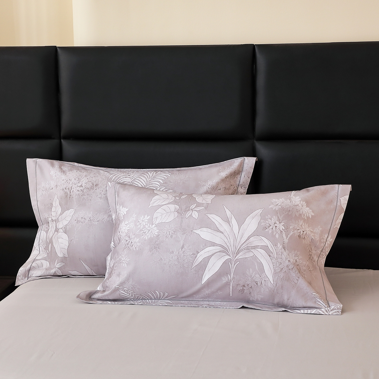 馨雅家纺 2025新款全棉磨毛数码印花单品枕套 晴岛晚风-灰