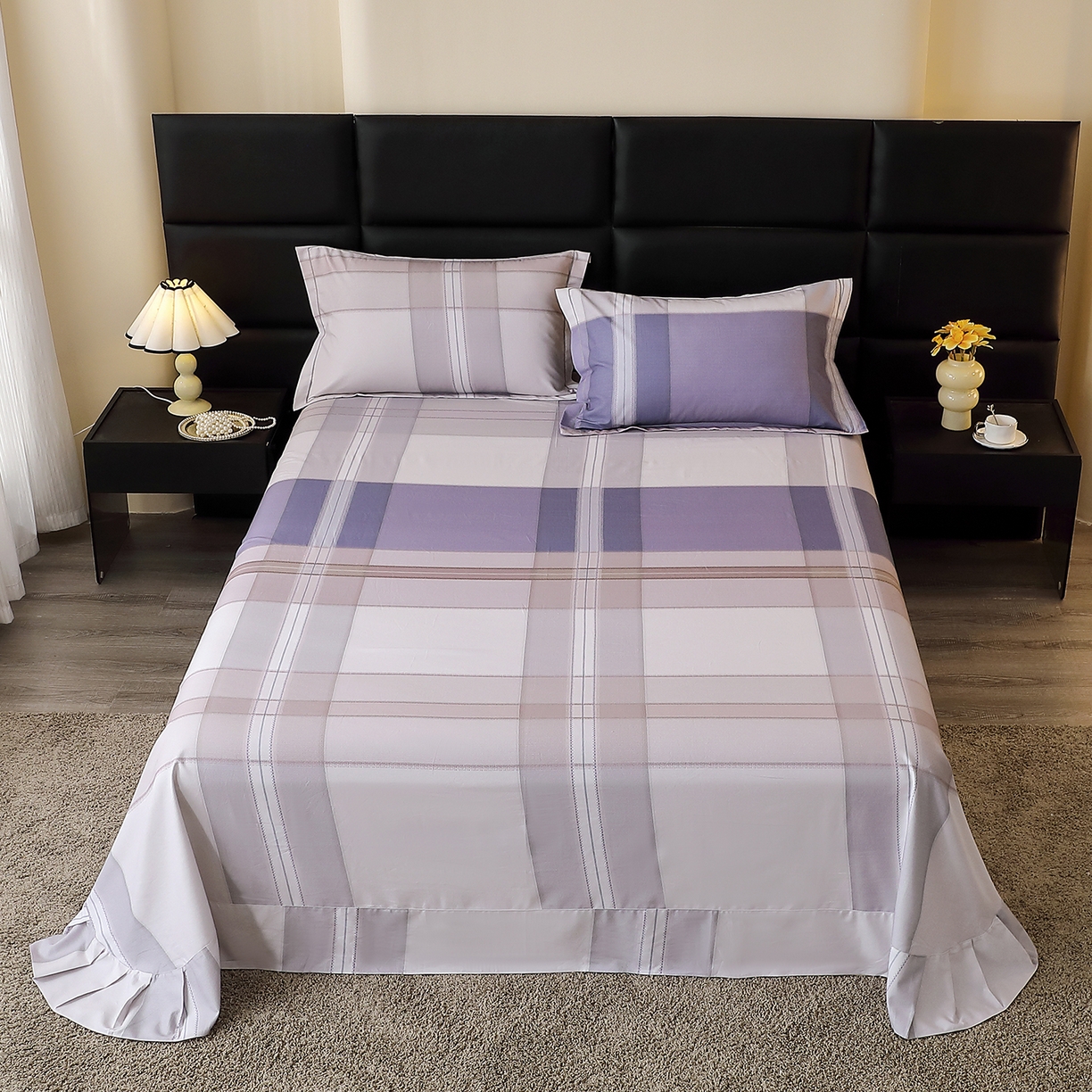 馨雅家纺 2025新款全棉磨毛数码印花单品床单 卡奈-兰