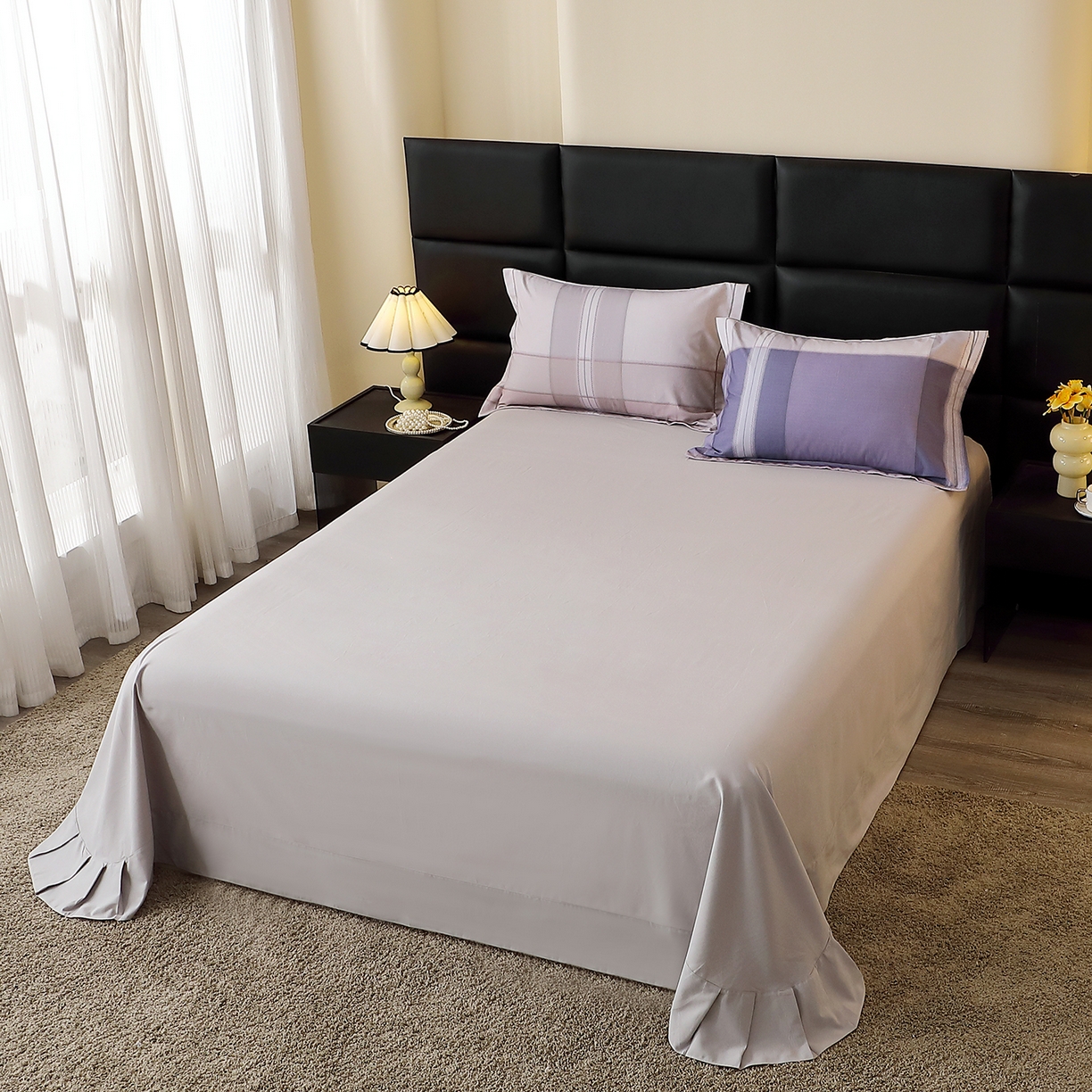 91家纺网 家纺一手货源 找家纺 馨雅家纺 2025新款全棉磨毛数码印花单品床单 卡奈-兰