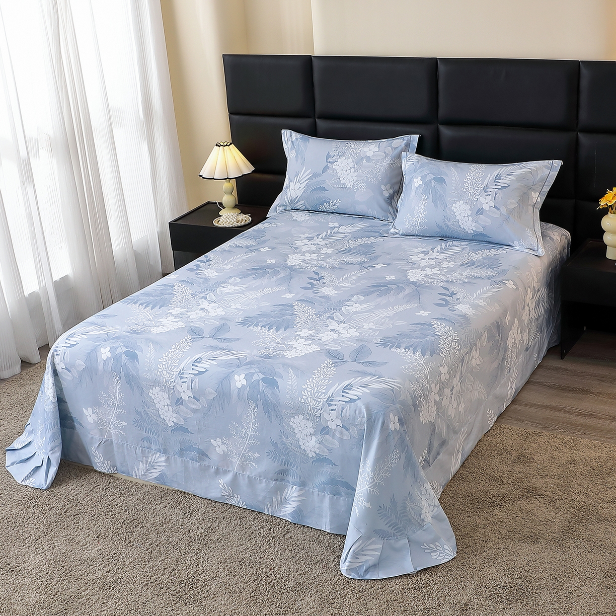 91家纺网 家纺一手货源 找家纺 馨雅家纺 2025新款全棉磨毛数码印花单品床单 沐川-兰