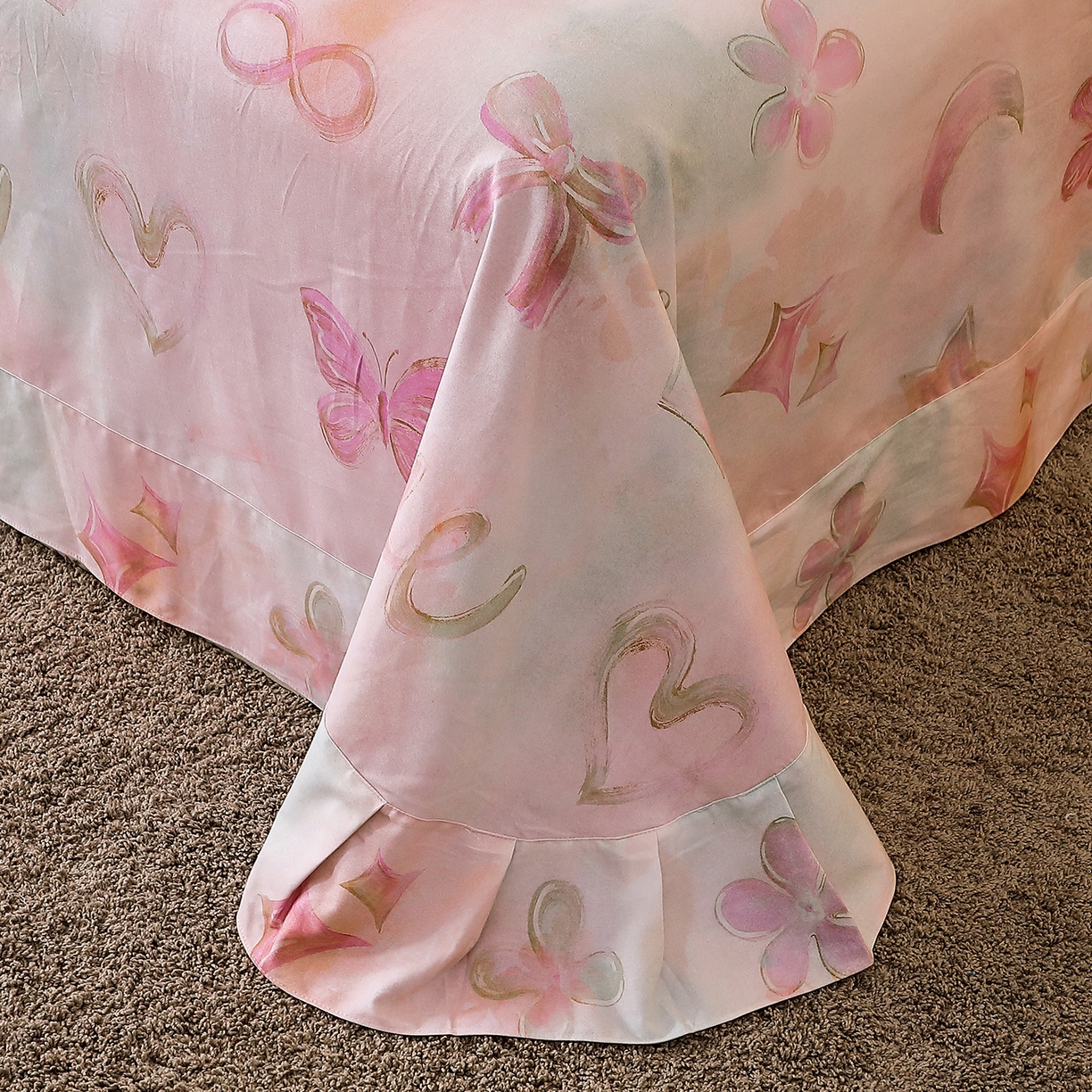 91家纺网 家纺一手货源 找家纺 馨雅家纺 2025新款全棉磨毛数码印花单品床单 娜拉-粉