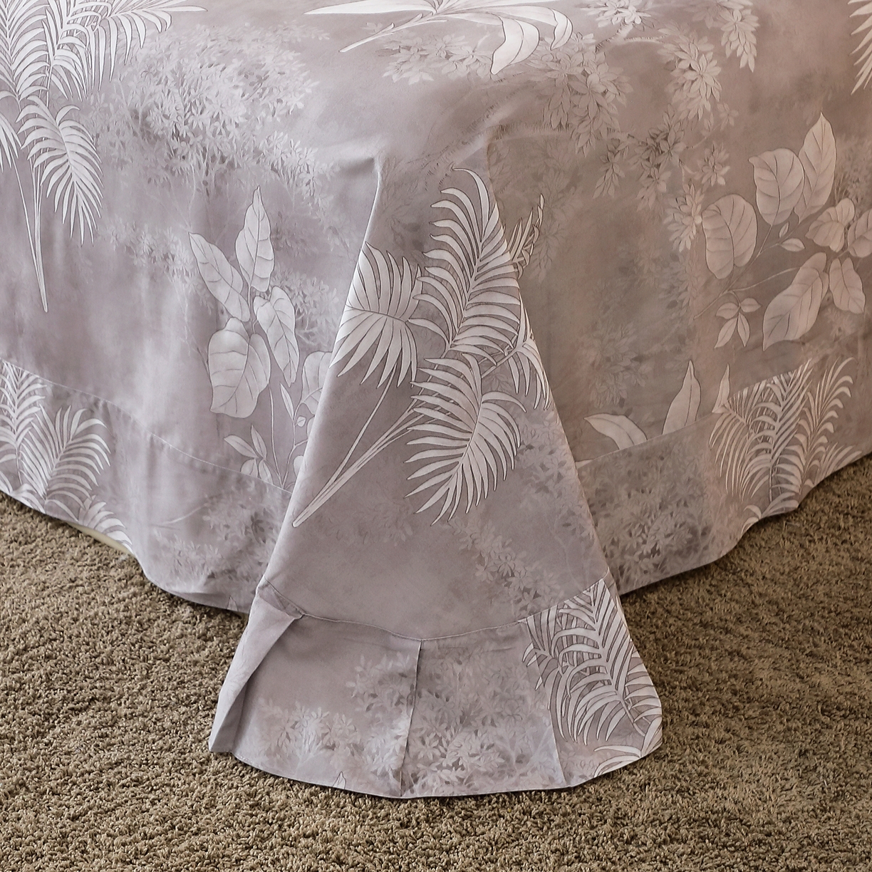 91家纺网 家纺一手货源 找家纺 馨雅家纺 2025新款全棉磨毛数码印花单品床单 晴岛晚风-灰