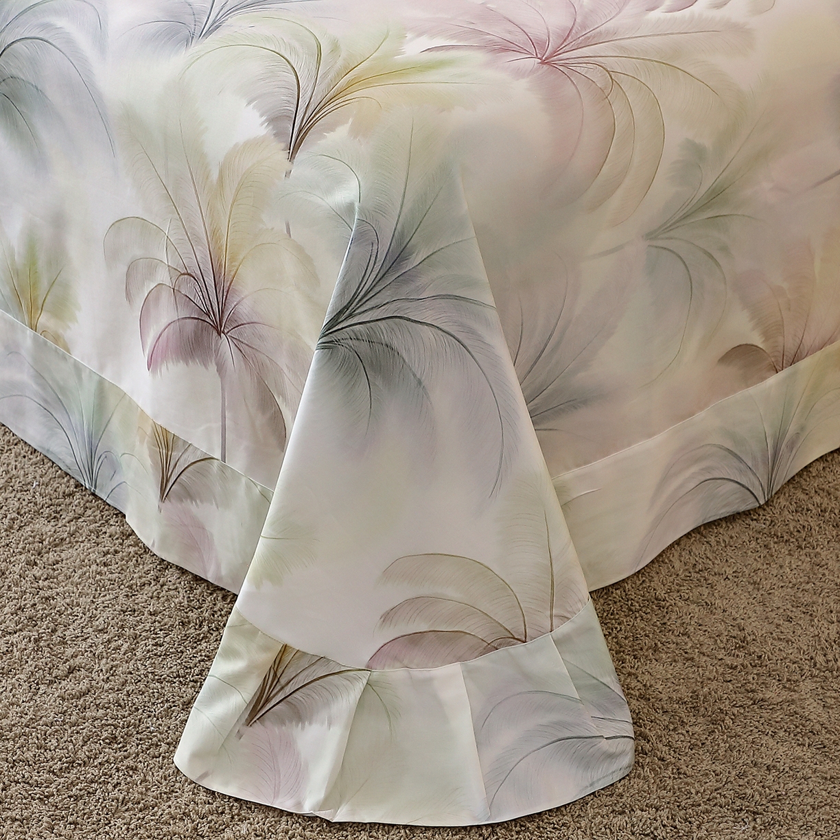 91家纺网 家纺一手货源 找家纺 馨雅家纺 2025新款全棉磨毛数码印花单品床单 夏有乔木-粉