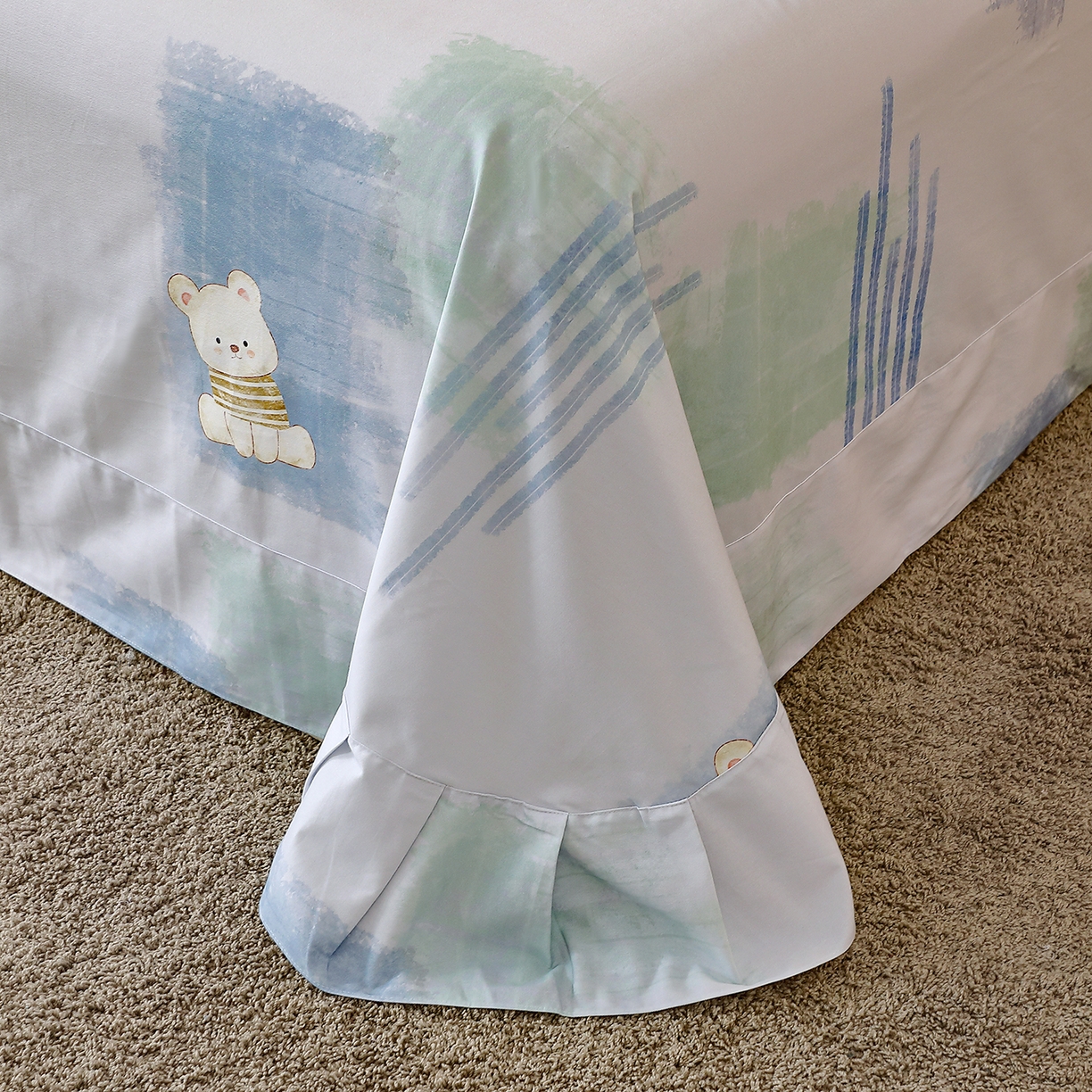 91家纺网 家纺一手货源 找家纺 馨雅家纺 2025新款全棉磨毛数码印花单品床单 小可布丁-灰