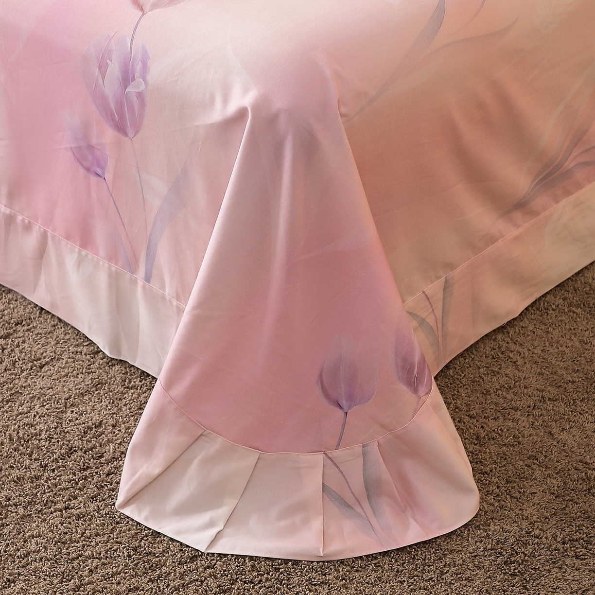 91家纺网 家纺一手货源 找家纺 馨雅家纺 2025新款全棉磨毛数码印花单品床单 一隅花町-粉