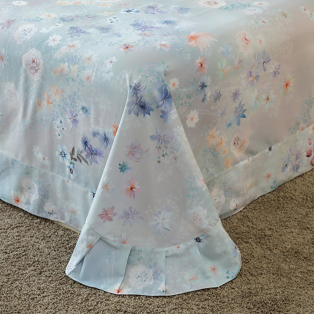 91家纺网 家纺一手货源 找家纺 馨雅家纺 2025新款全棉磨毛数码印花单品床单 云茉花间-兰