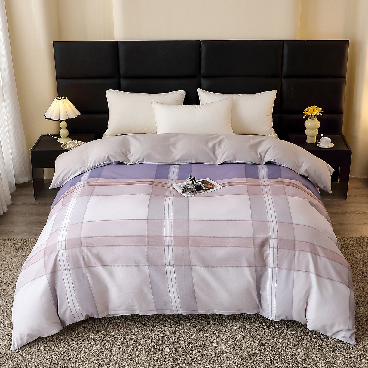 91家纺网 家纺一手货源 找家纺 馨雅家纺 2025新款全棉磨毛数码印花单品被套 卡奈-兰