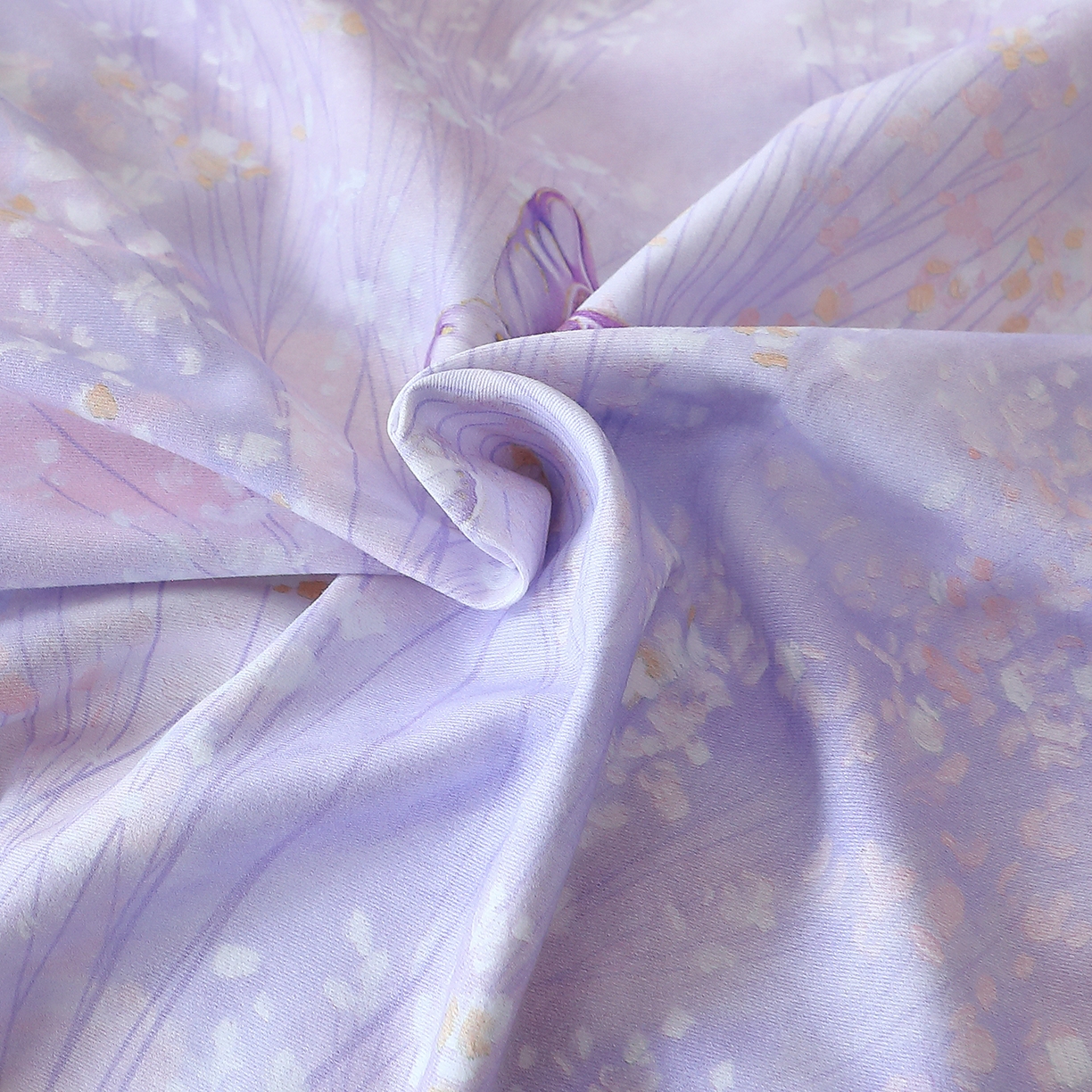 91家纺网 家纺一手货源 找家纺 馨雅家纺 2025新款全棉磨毛数码印花单品被套 迷蝶香-紫