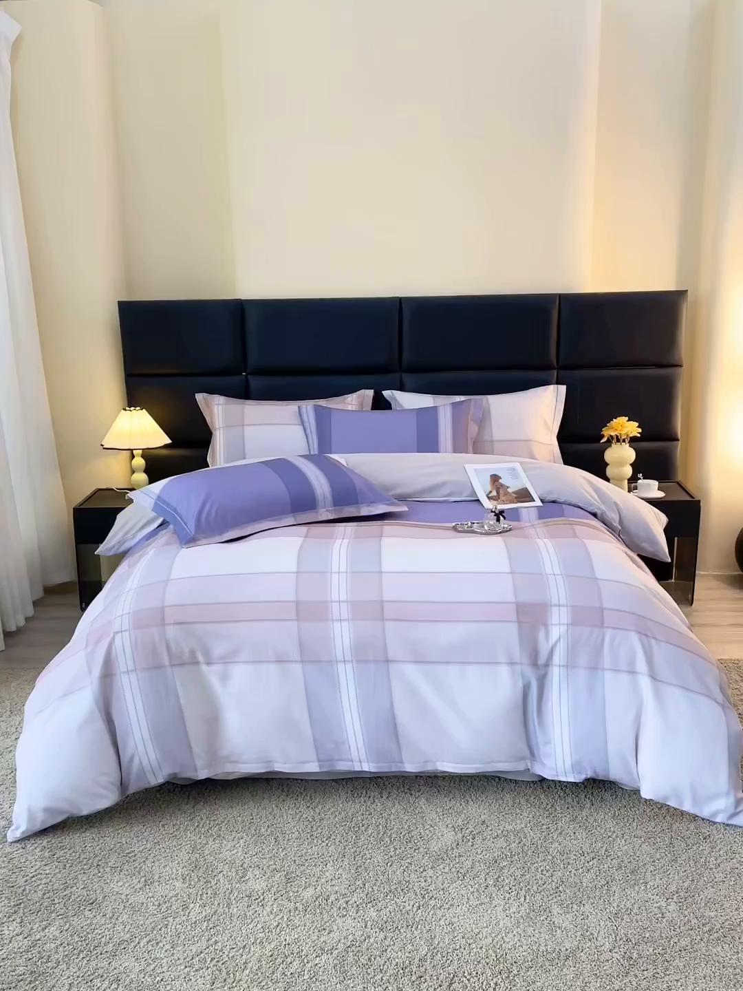 91家纺网 家纺一手货源 找家纺 馨雅家纺 2025新款全棉磨毛数码印花四件套 卡奈-兰