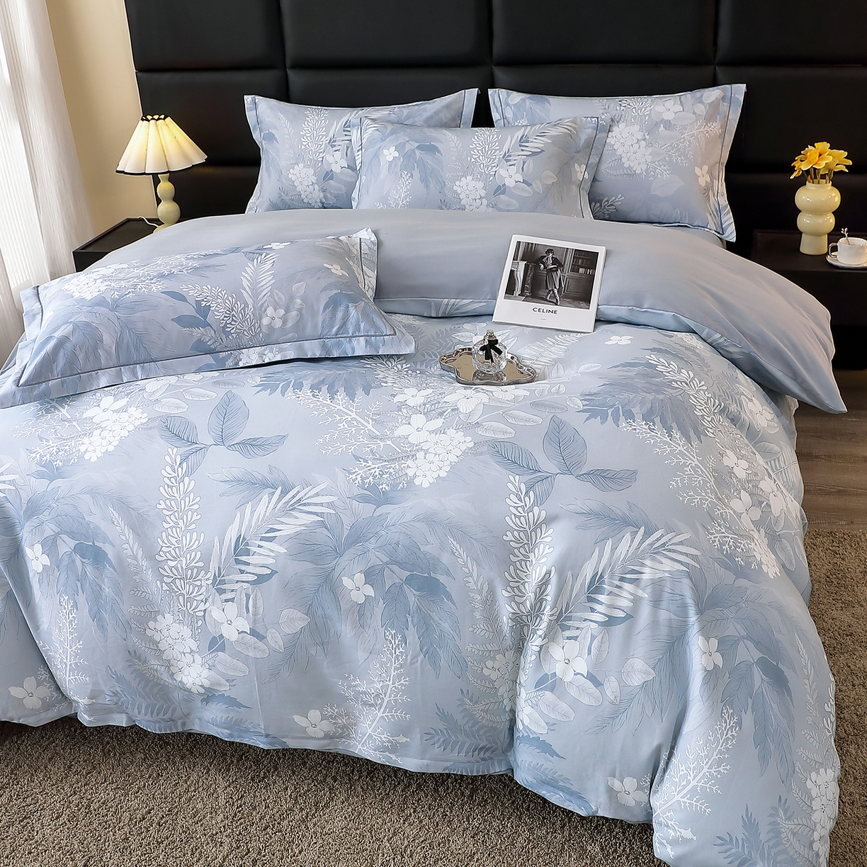 91家纺网 家纺一手货源 找家纺 馨雅家纺 2025新款全棉磨毛数码印花四件套 沐川-兰