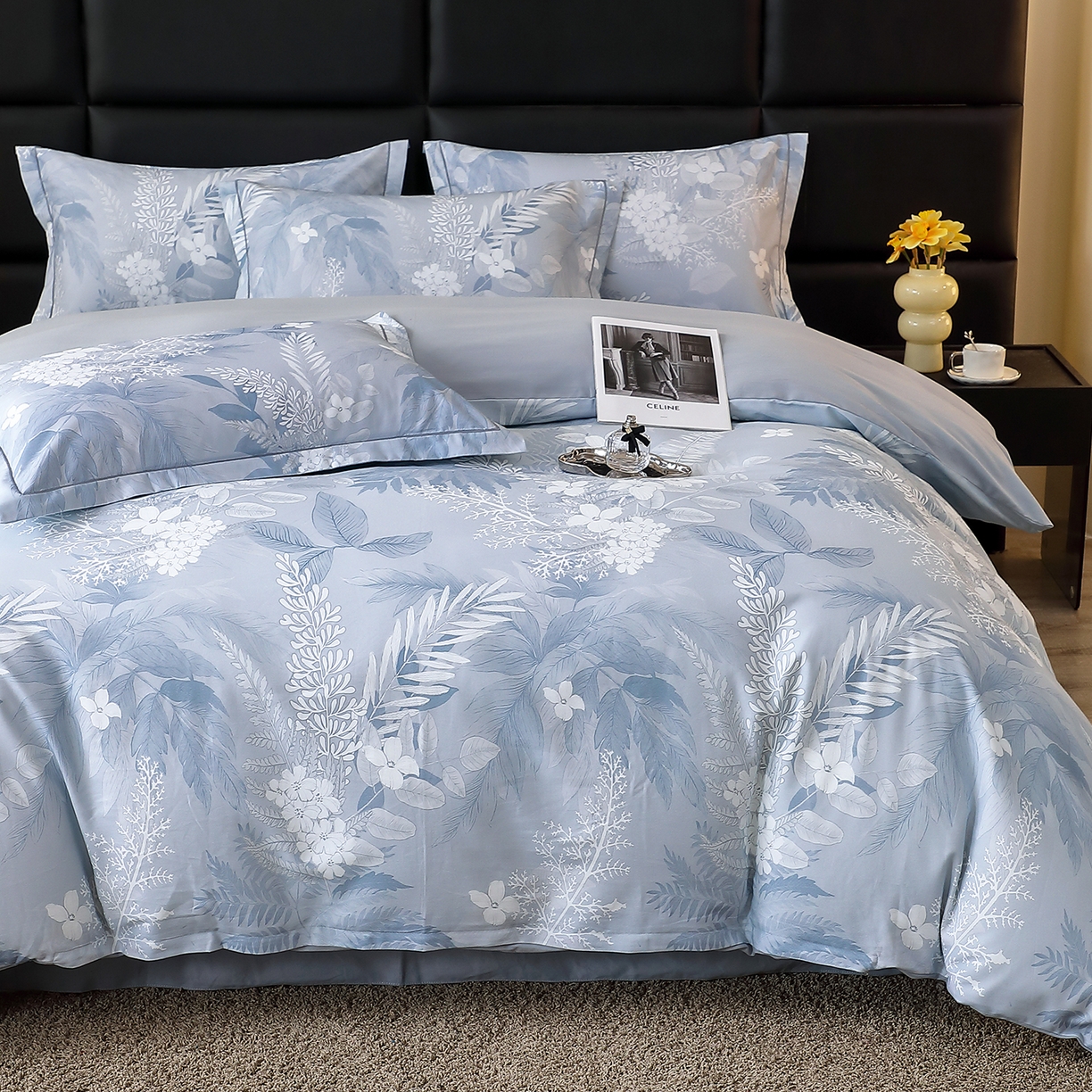 91家纺网 家纺一手货源 找家纺 馨雅家纺 2025新款全棉磨毛数码印花四件套 沐川-兰