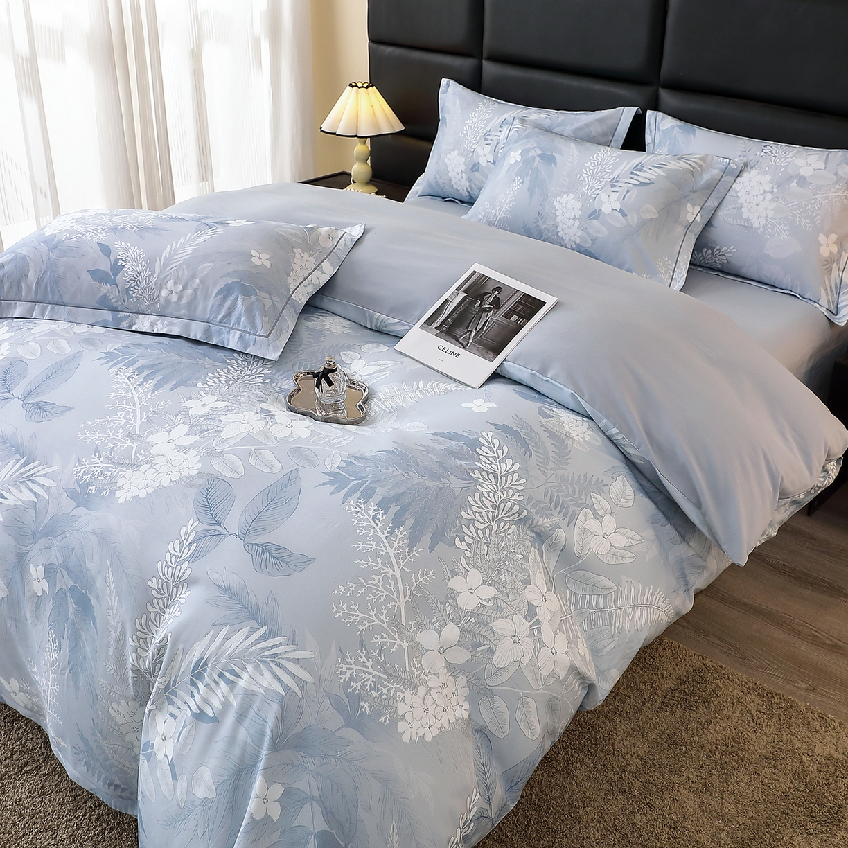 91家纺网 家纺一手货源 找家纺 馨雅家纺 2025新款全棉磨毛数码印花四件套 沐川-兰