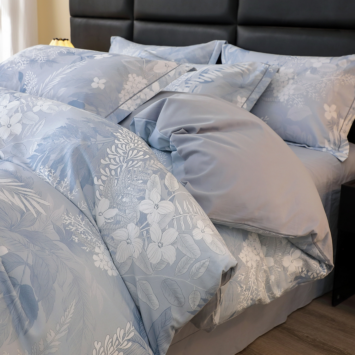 91家纺网 家纺一手货源 找家纺 馨雅家纺 2025新款全棉磨毛数码印花四件套 沐川-兰