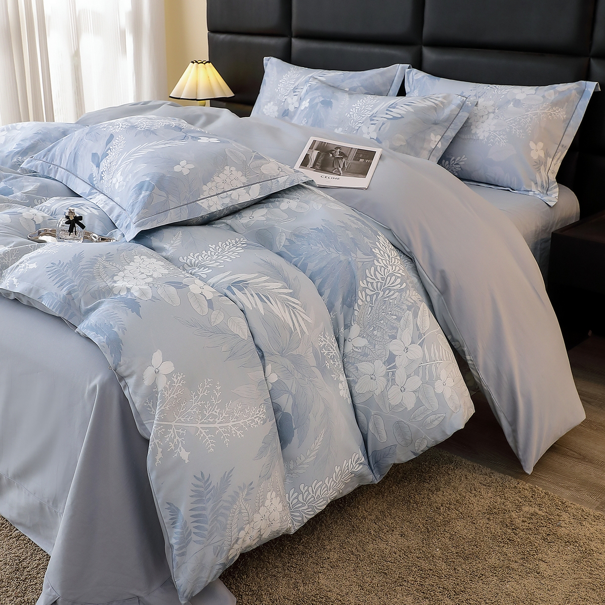 91家纺网 家纺一手货源 找家纺 馨雅家纺 2025新款全棉磨毛数码印花四件套 沐川-兰