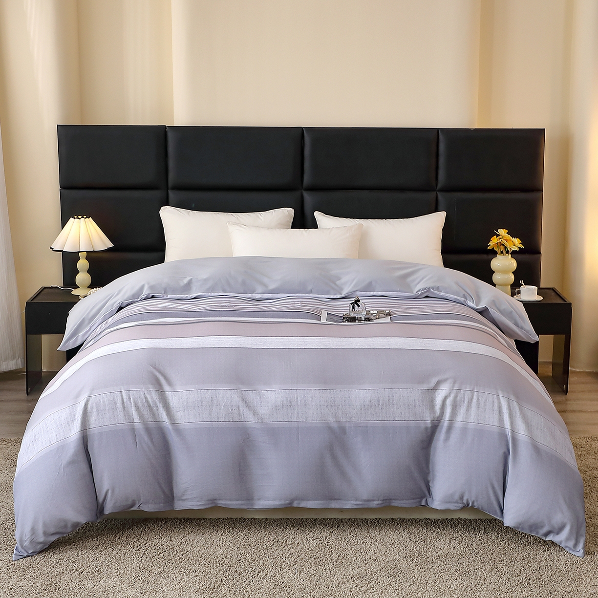 馨雅家纺 2025新款全棉磨毛数码印花单品被套 维斯塔-灰