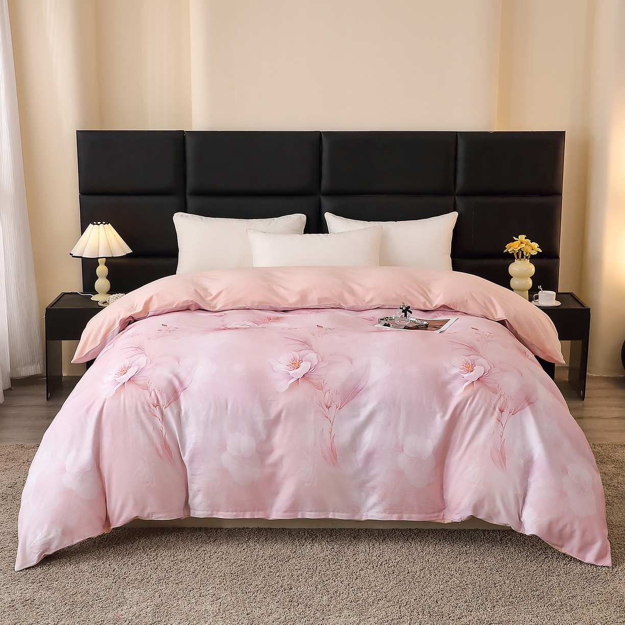 馨雅家纺 2025新款全棉磨毛数码印花单品被套 禧棠-粉