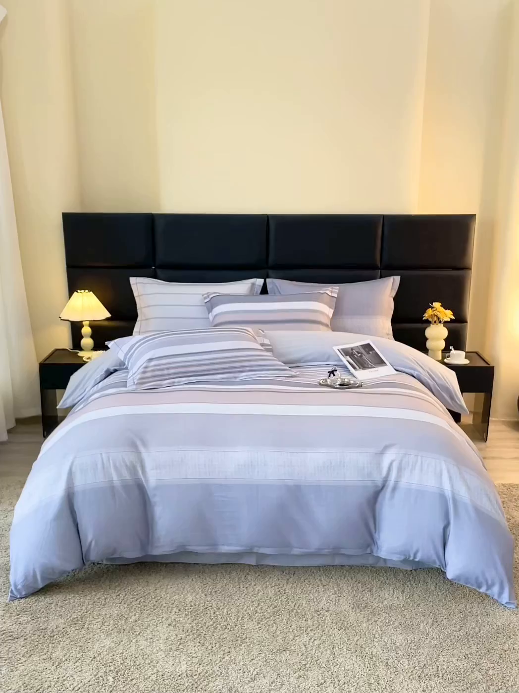 91家纺网 家纺一手货源 找家纺 馨雅家纺 2025新款全棉磨毛数码印花四件套 维斯塔-灰