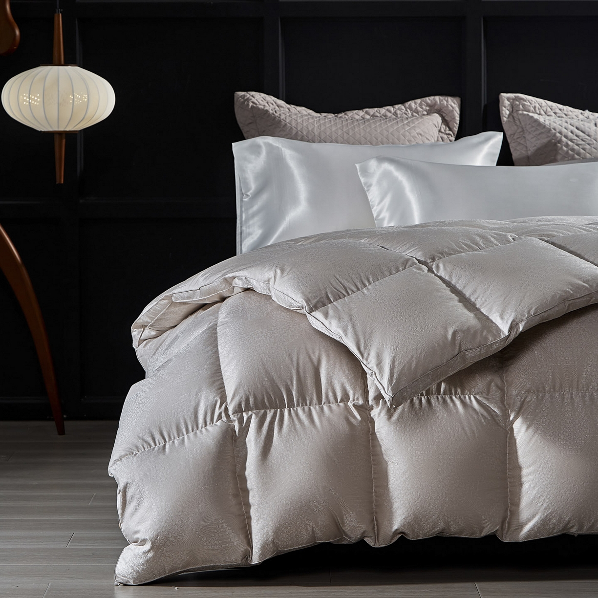 91家纺网 家纺一手货源 找家纺 暖羽屋羽绒馆 2025新款95鸭绒95绒子含量超精密金银丝大提花冬被羽绒被子双人羽绒春秋被芯 费罗娜 咖