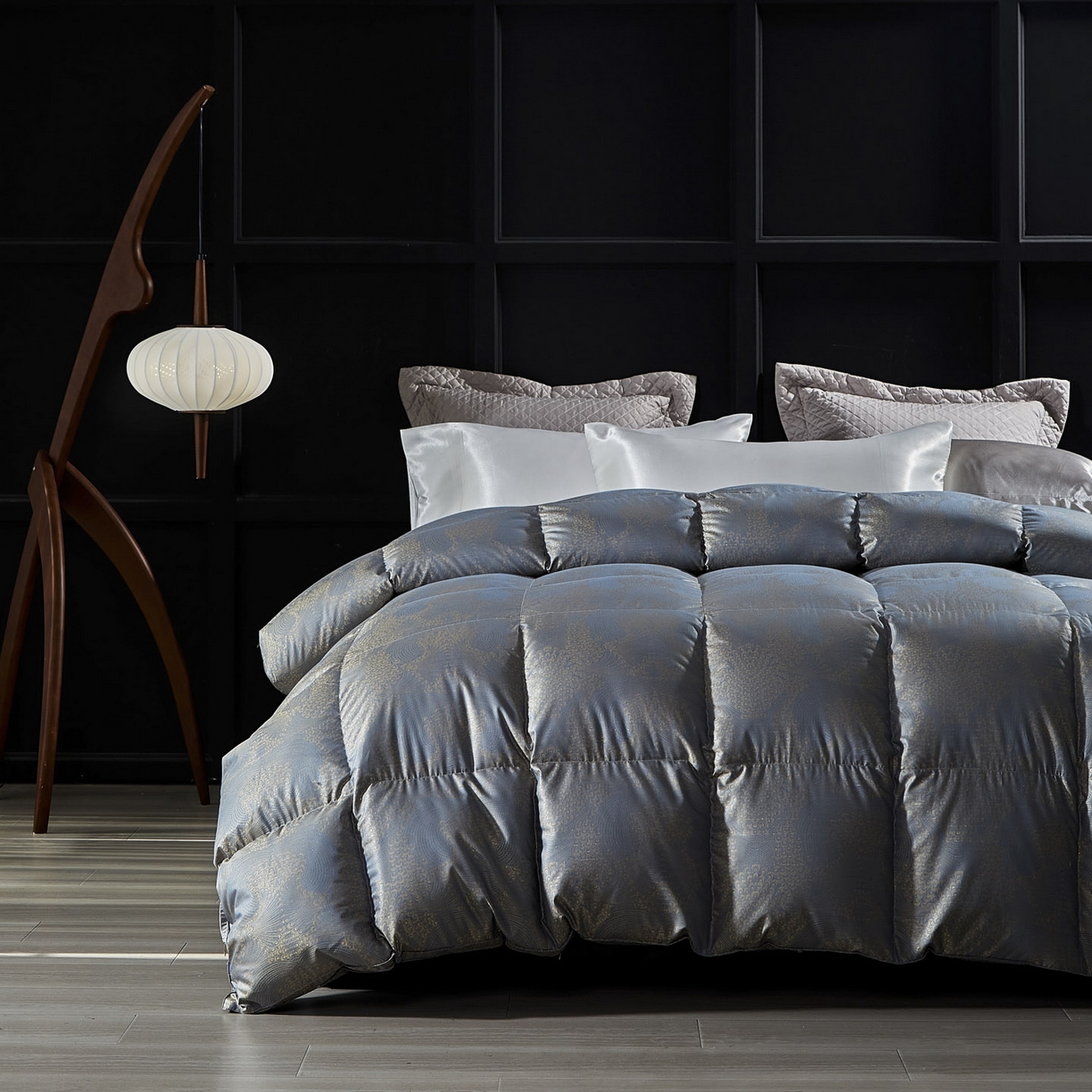 91家纺网 家纺一手货源 找家纺 暖羽屋羽绒馆 2025新款95鸭绒95绒子含量超精密金银丝大提花冬被羽绒被子双人羽绒春秋被芯 费罗娜 蓝