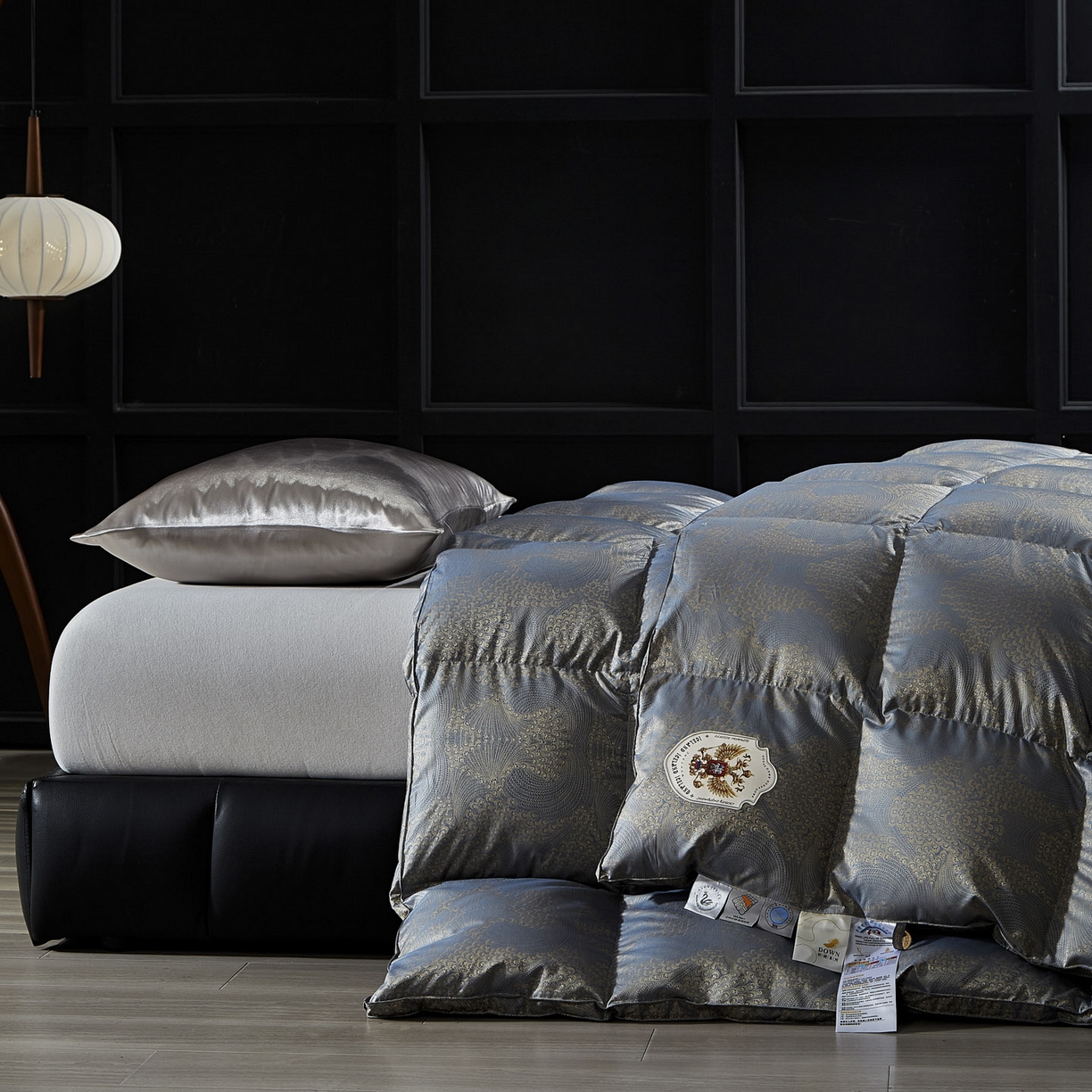 91家纺网 家纺一手货源 找家纺 暖羽屋羽绒馆 2025新款95鸭绒95绒子含量超精密金银丝大提花冬被羽绒被子双人羽绒春秋被芯 费罗娜 蓝