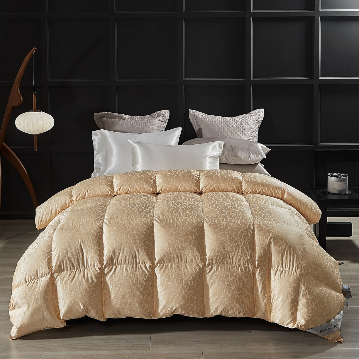 91家纺网 家纺一手货源 找家纺 暖羽屋羽绒馆 2025新款95鸭绒95绒子含量超精密金银丝大提花冬被羽绒被子双人羽绒春秋被芯 洛威尔 金