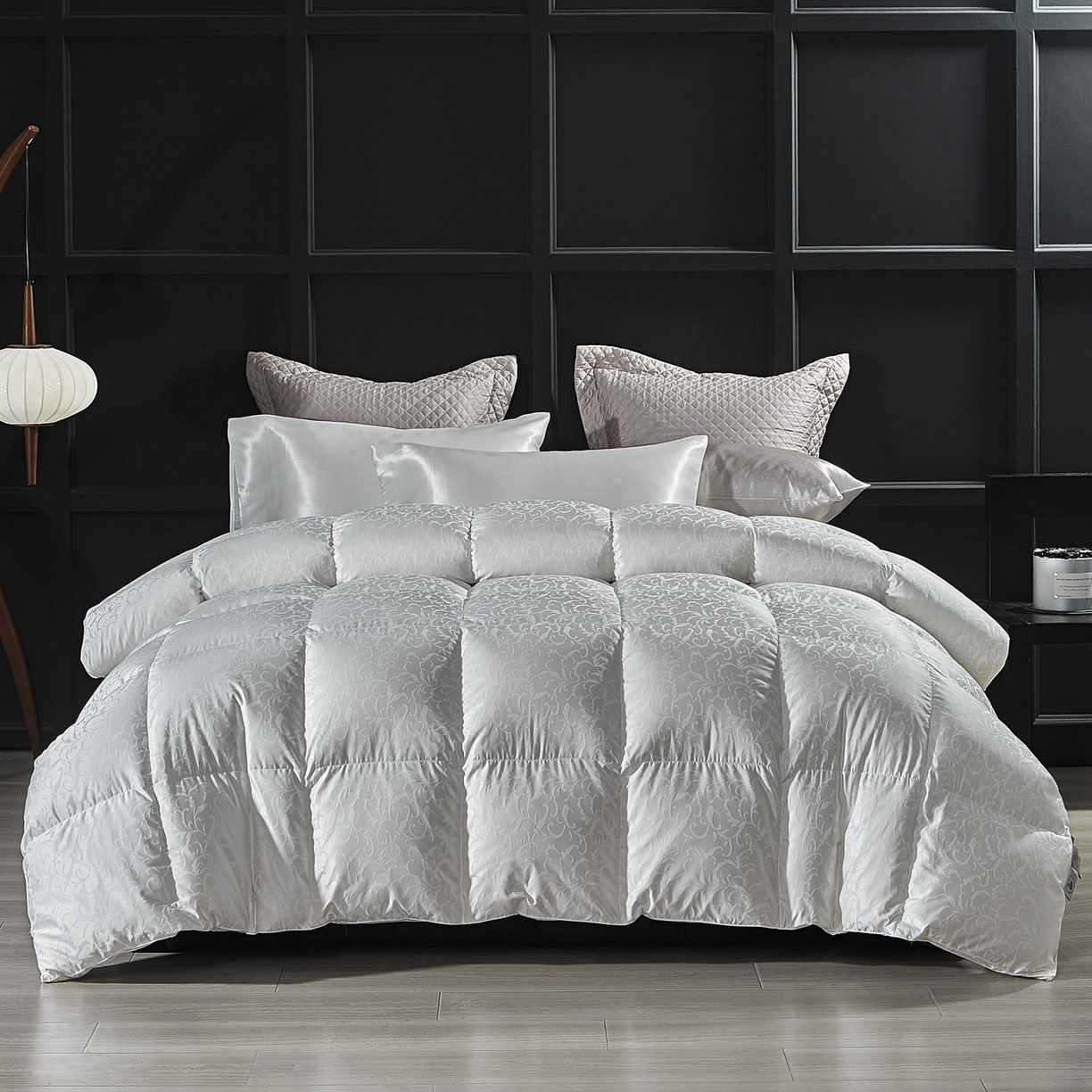 91家纺网 家纺一手货源 找家纺 暖羽屋羽绒馆 2025新款95鸭绒95绒子含量超精密金银丝大提花冬被羽绒被子双人羽绒春秋被芯 洛威尔 白