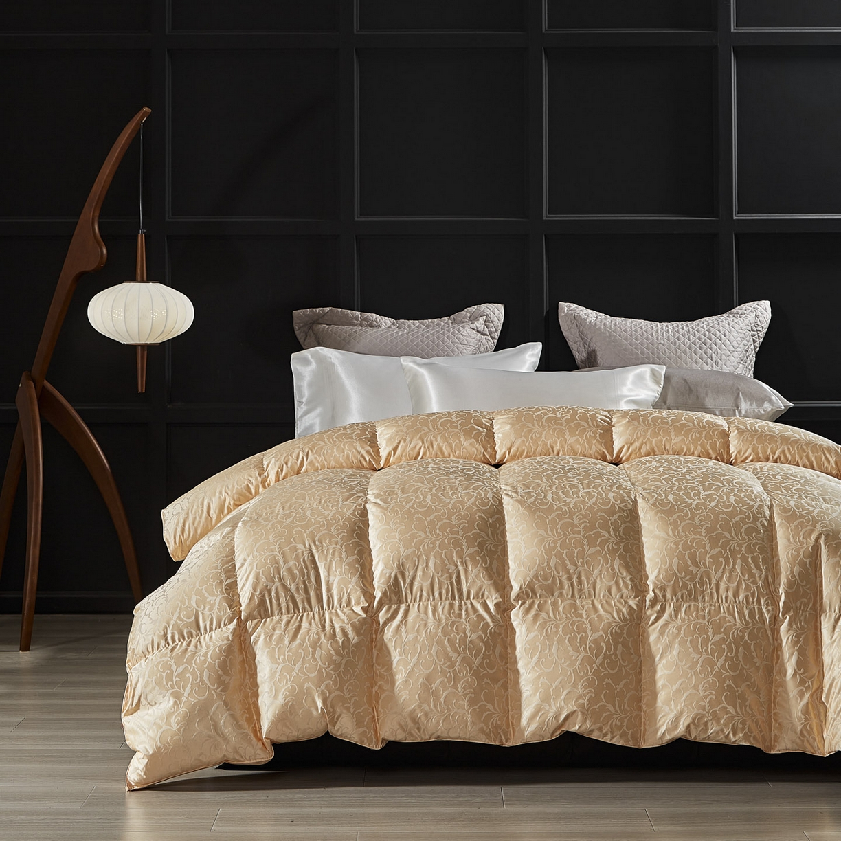 91家纺网 家纺一手货源 找家纺 暖羽屋羽绒馆 2025新款95鸭绒95绒子含量超精密金银丝大提花冬被羽绒被子双人羽绒春秋被芯 洛威尔 金