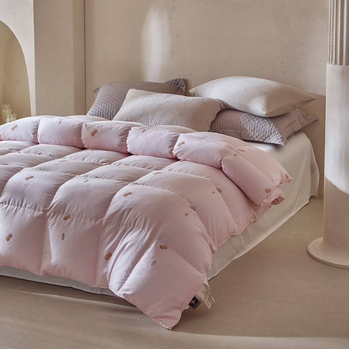 91家纺网 家纺一手货源 找家纺 （总）暖羽屋羽绒馆 2025新款莫代尔事事如意鹅绒丝被芯羽毛被羽绒被子双人冬被婚庆春秋被