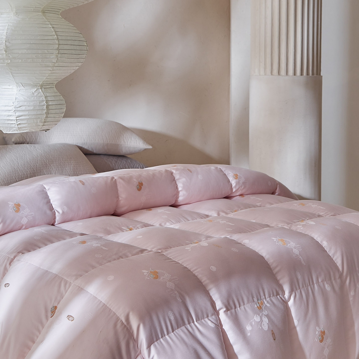 91家纺网 家纺一手货源 找家纺 （总）暖羽屋羽绒馆 2025新款莫代尔事事如意鹅绒丝被芯羽毛被羽绒被子双人冬被婚庆春秋被