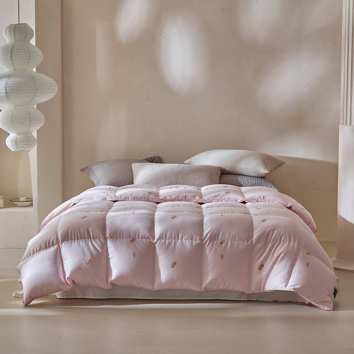 91家纺网 家纺一手货源 找家纺 （总）暖羽屋羽绒馆 2025新款莫代尔事事如意鹅绒丝被芯羽毛被羽绒被子双人冬被婚庆春秋被