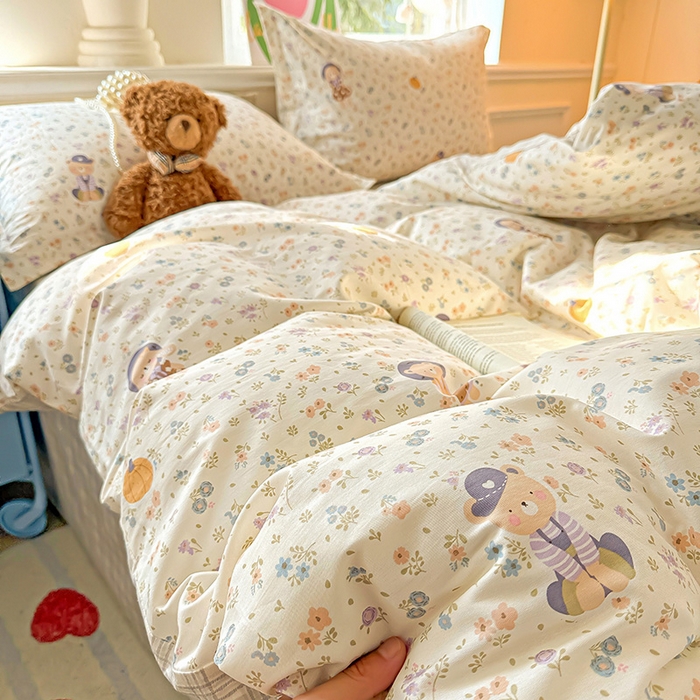 91家纺网 家纺一手货源 找家纺 卡普家居 2025新款全棉13070单品被套 碎花兔熊