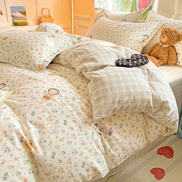 91家纺网 家纺一手货源 找家纺 卡普家居 2025新款全棉13070单品被套 碎花兔熊