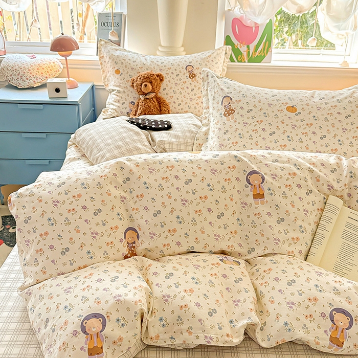 91家纺网 家纺一手货源 找家纺 卡普家居 2025新款全棉13070单品被套 碎花兔熊