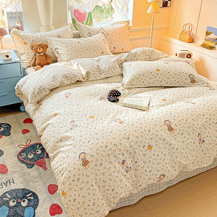 91家纺网 家纺一手货源 找家纺 卡普家居 2025新款全棉13070单品被套 碎花兔熊