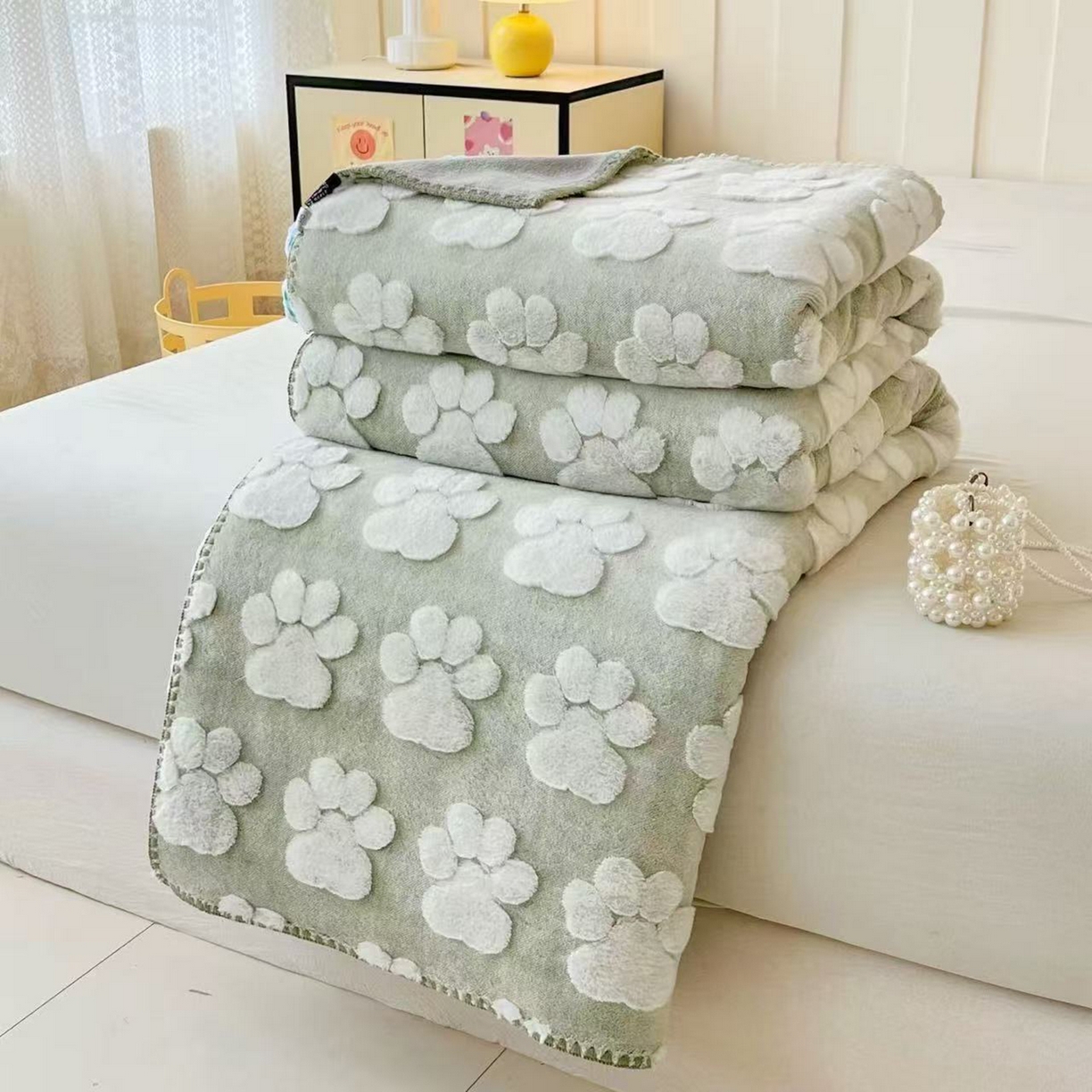 91家纺网 家纺一手货源 找家纺 （总）莱凯家纺 2025新款兔毛提花保暖多功能毛毯