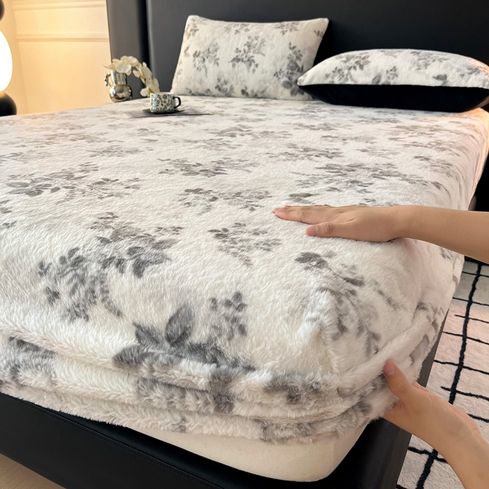 91家纺网 家纺一手货源 找家纺 （总）莉莉安家纺 2025新款兔毛绒美拉德色系床笠床笠单件