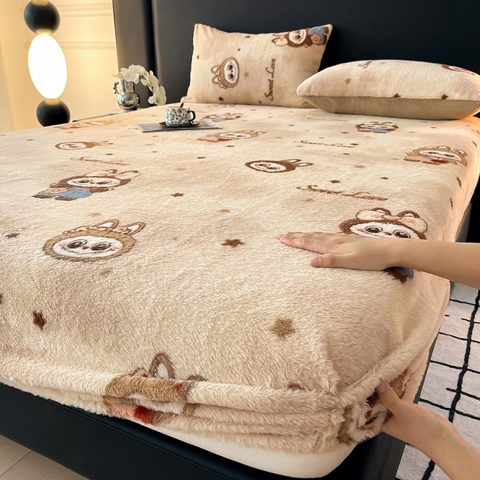 莉莉安家纺 2025新款兔毛绒美拉德色系床笠床笠单件 美拉德-拉布布