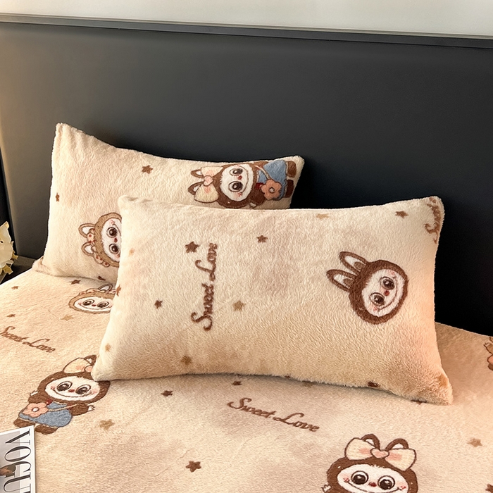 91家纺网 家纺一手货源 找家纺 莉莉安家纺 2025新款兔毛绒美拉德色系床笠床笠单件 美拉德-拉布布