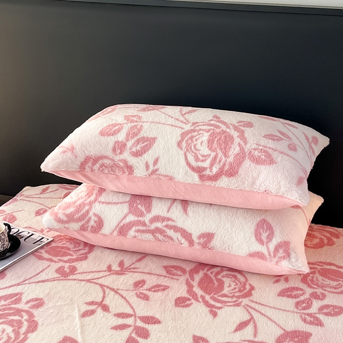 91家纺网 家纺一手货源 找家纺 莉莉安家纺 2025新款兔毛绒美拉德色系床笠床笠单件 美拉德-粉蔷薇