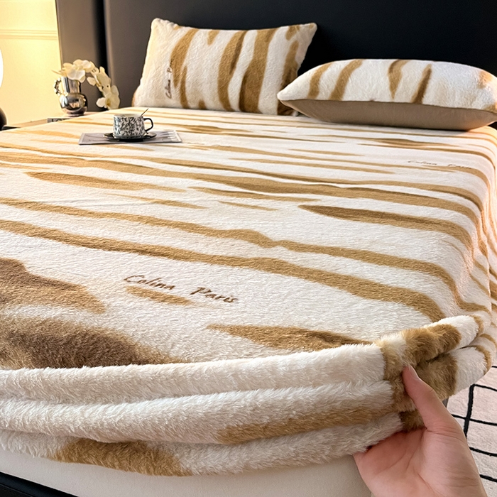 91家纺网 家纺一手货源 找家纺 莉莉安家纺 2025新款兔毛绒美拉德色系床笠床笠单件 美拉德-拿铁纹