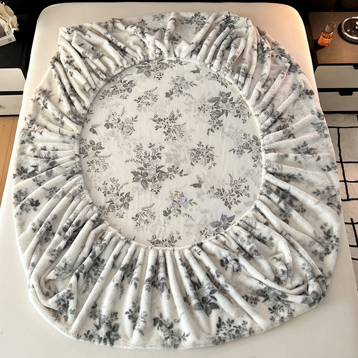 91家纺网 家纺一手货源 找家纺 莉莉安家纺 2025新款兔毛绒美拉德色系床笠床笠单件 美拉德-墨花