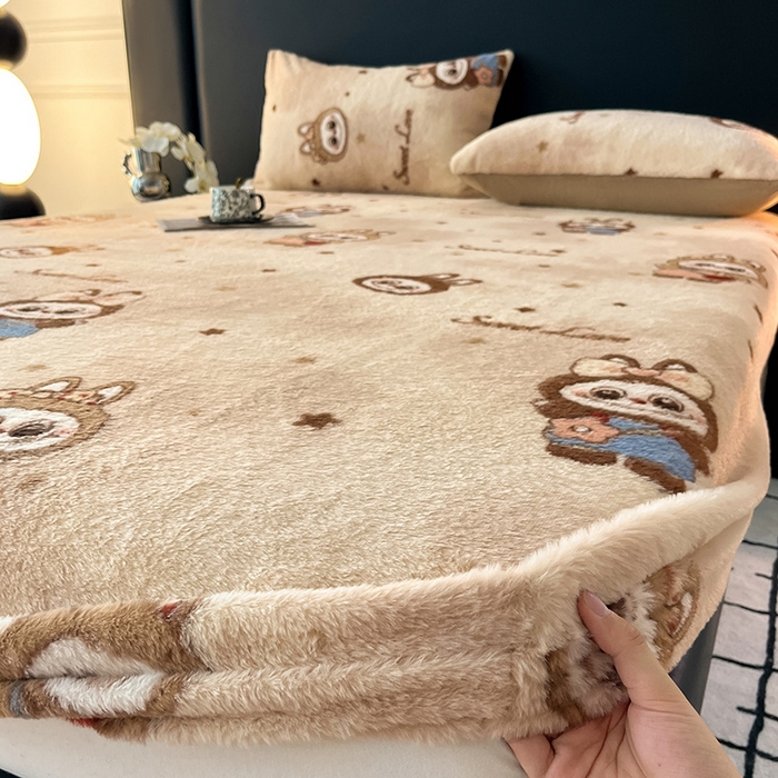 91家纺网 家纺一手货源 找家纺 莉莉安家纺 2025新款兔毛绒美拉德色系床笠床笠单件 美拉德-拉布布