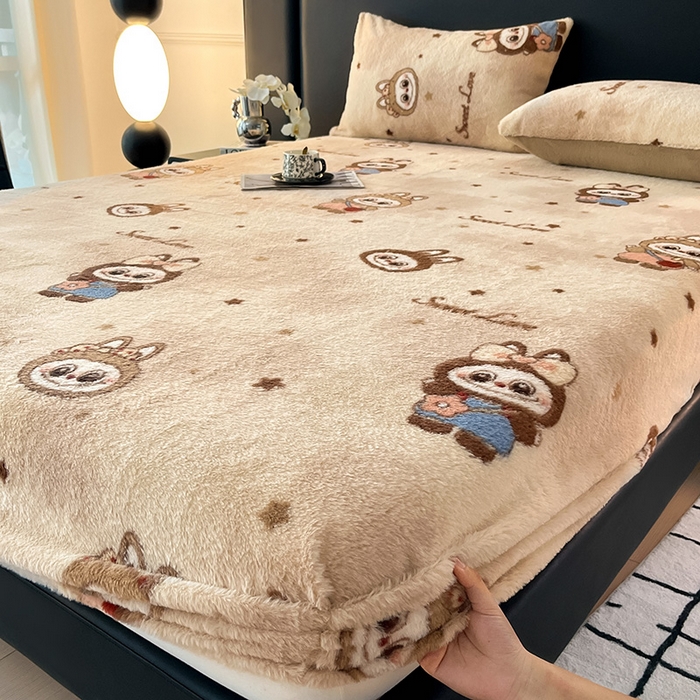 91家纺网 家纺一手货源 找家纺 莉莉安家纺 2025新款兔毛绒美拉德色系床笠床笠单件 美拉德-拉布布